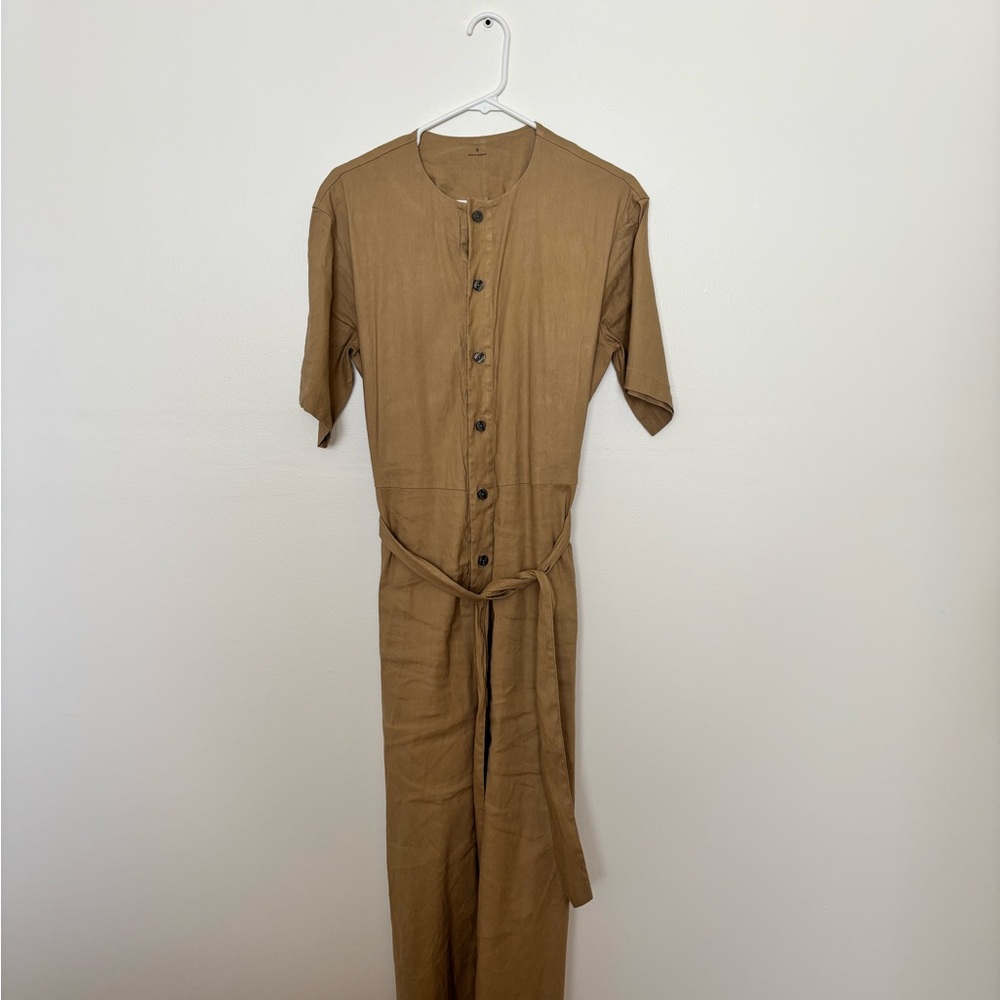 Tan Button-Up Jumpsuit MUJI!